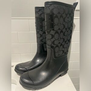Coach Pearl Rainboots Q1574 Size 8 in Graphite/Black